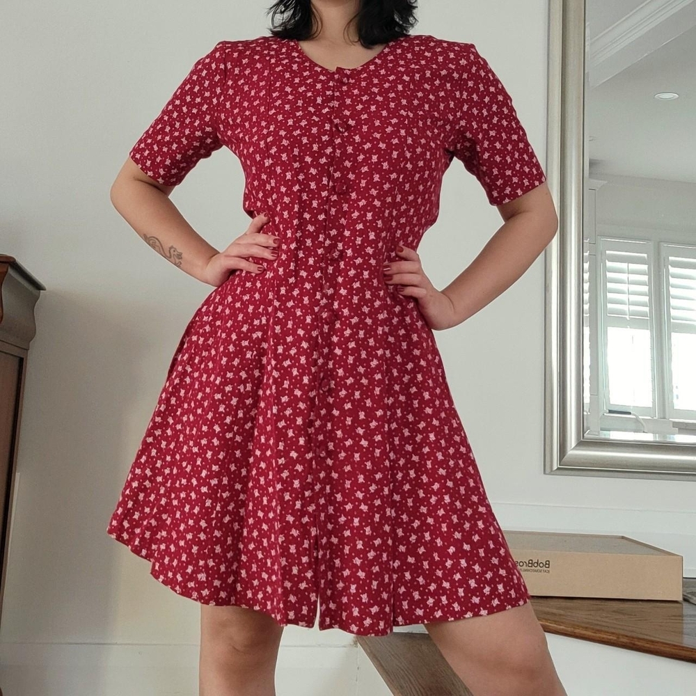 Vintage Red Floral Dress